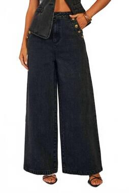NEW EMBERLOOM wide leg denim trousers in black